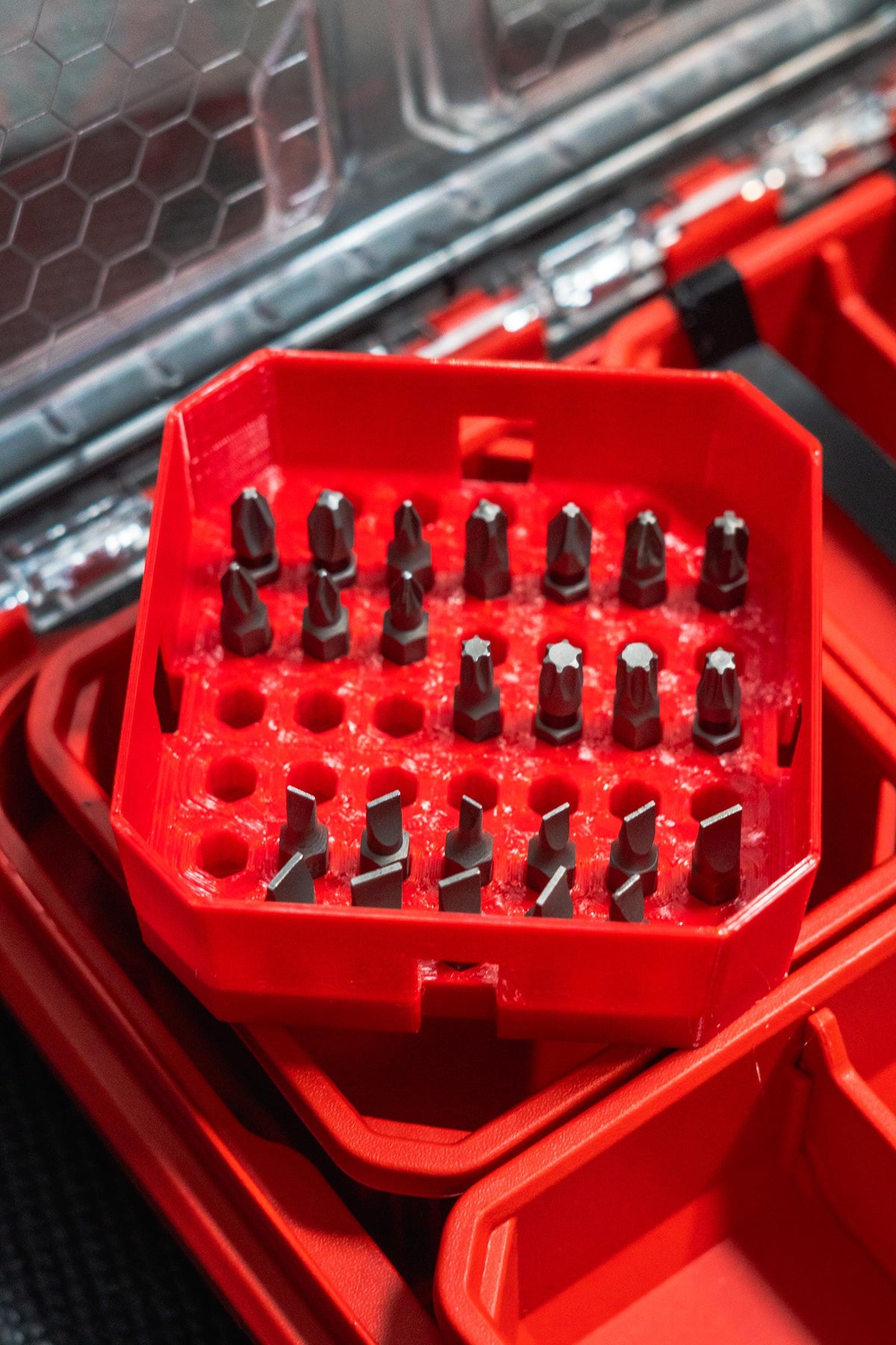Milwaukee Packout Bin Hex Bit Organizer | Holds 45 Bits, Toolbox Storage Insert