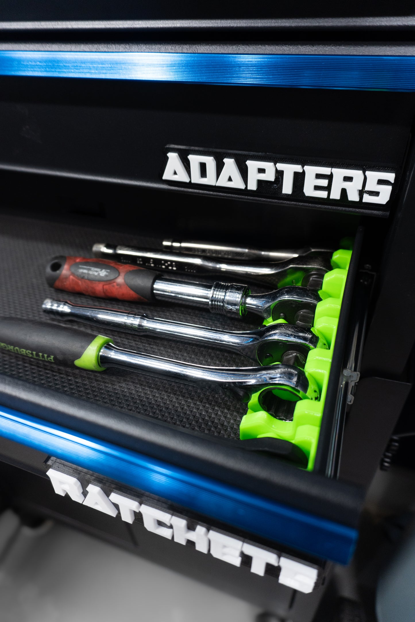 Ratchet Organizer for Toolbox (1/4, 3/8, 1/2) Modular and Magnetic | Ratchet Storage | Garage & Workshop Tool Organizer
