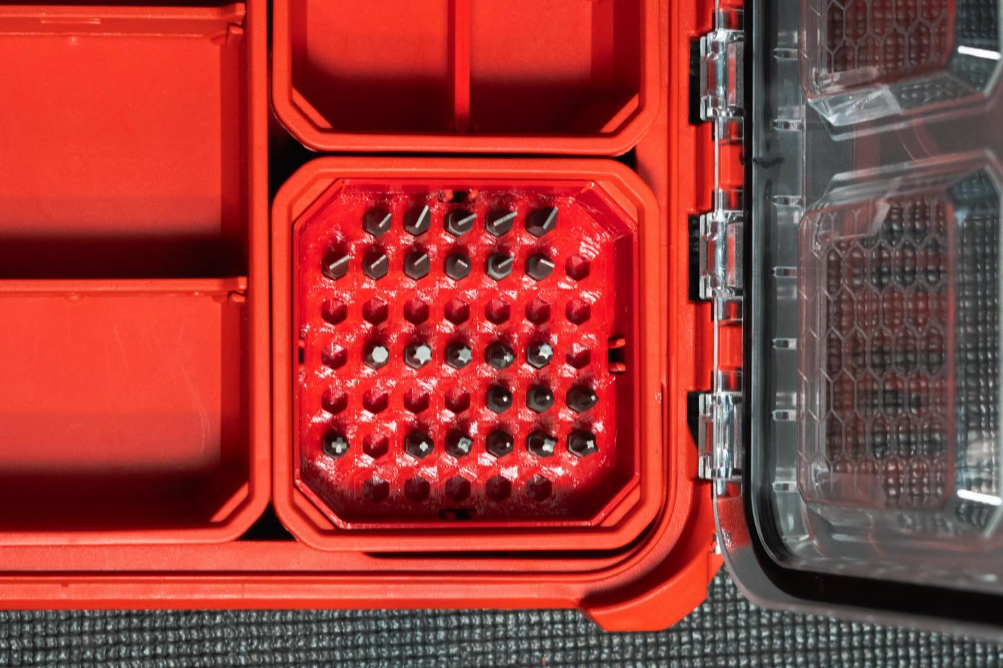 Packout Bin Hex Bit Organizer Holds 45 Bits | Packout Compatible Bit Holder | Toolbox Storage Insert